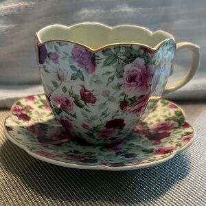 Floral Teacup and Saucer Set